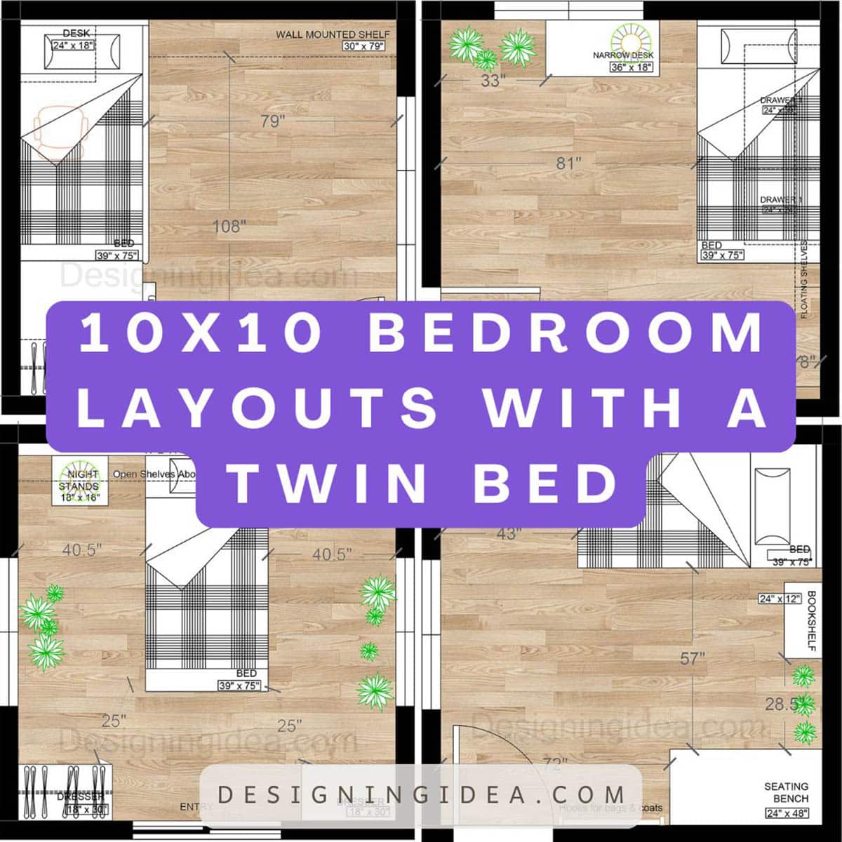 10x10 Bedroom Layouts with a Twin Bed
