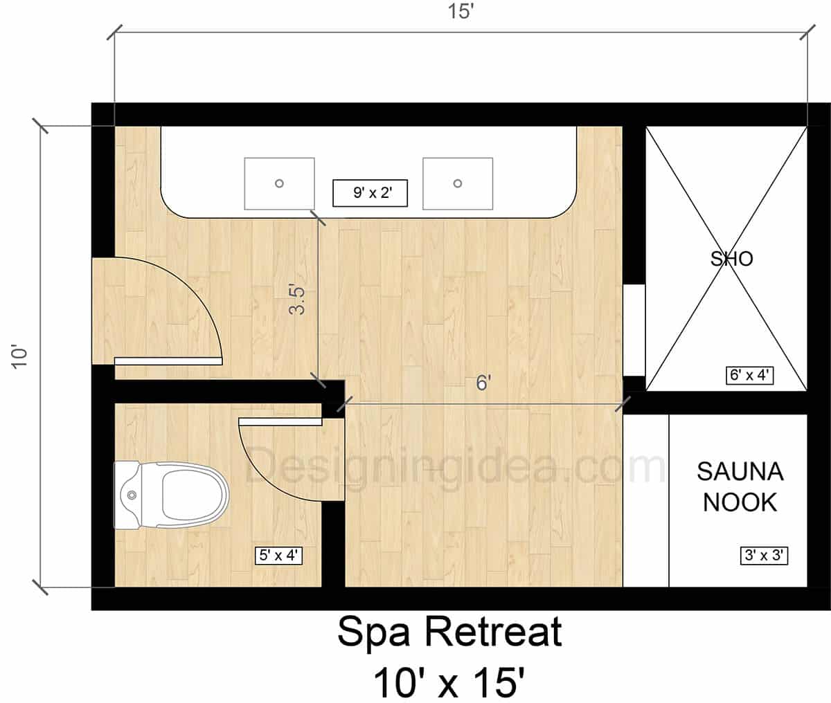 10x15 Bathroom Spa Retreat With Shower And Sauna
