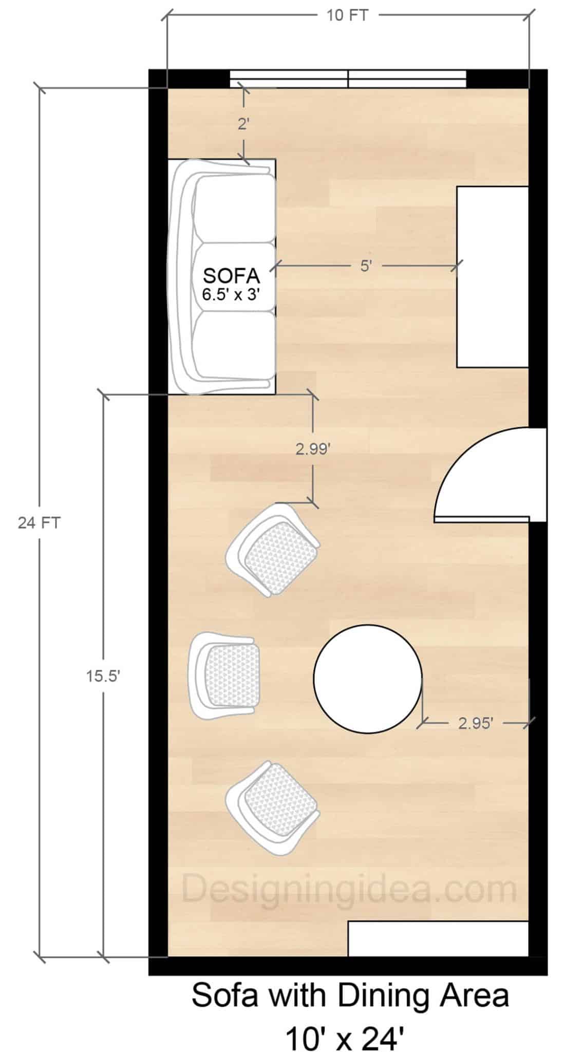 10x24 Sofa Lounge Area And Dining Room Floor Plan