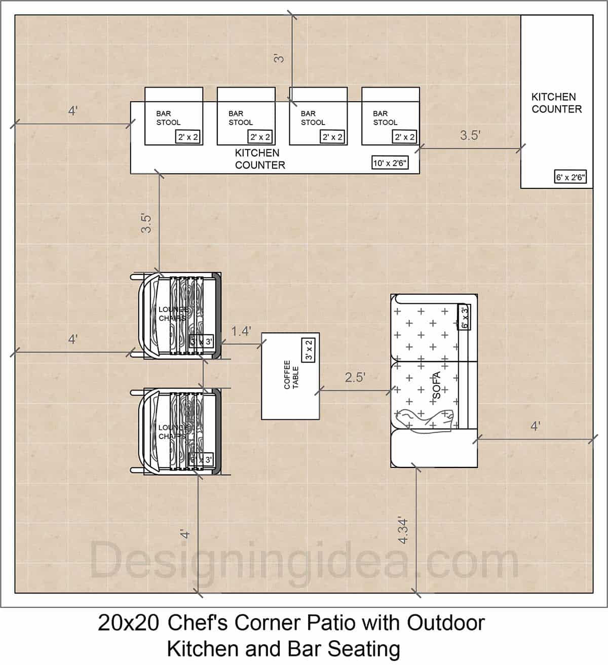 Chef’s Corner Patio With Outdoor Kitchen And Bar Seating