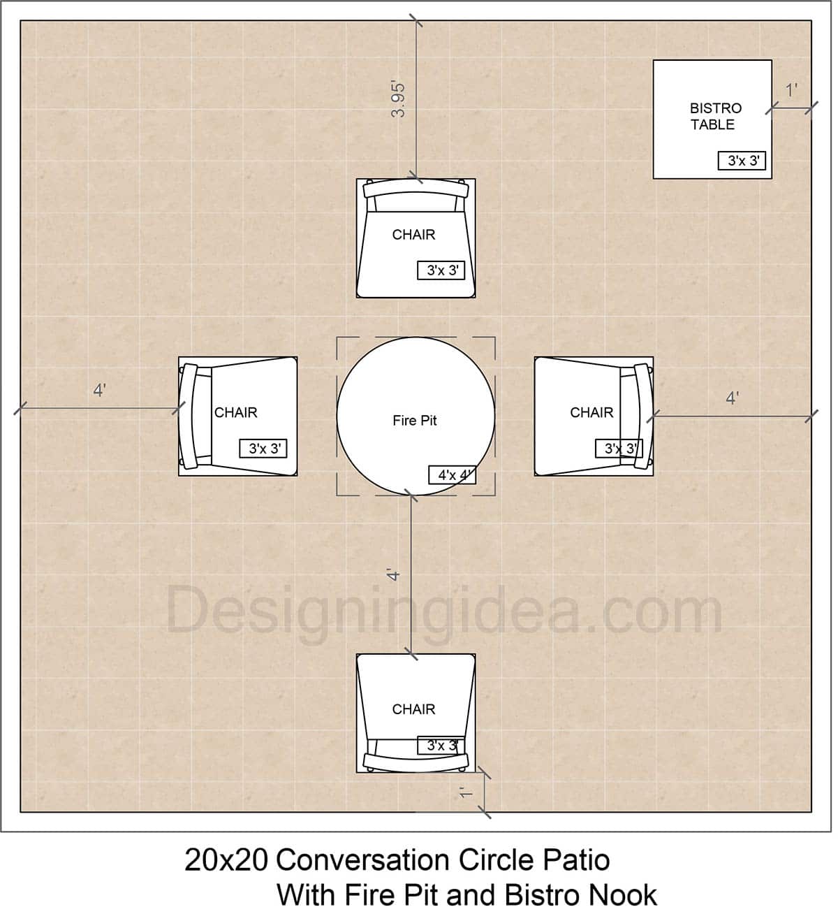 Conversation Circle Patio With Fire Pit And Bistro Nook