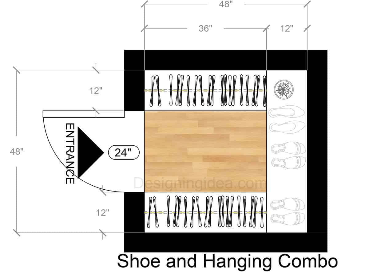 Shoe Shelving And Hanging Clothes Combo Closet Design