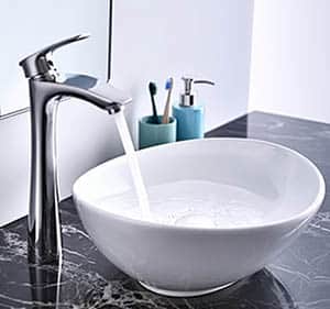 Bathroom with oval sink