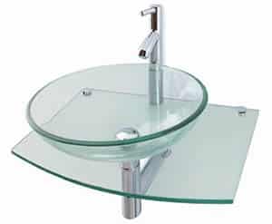 Bathroom with floating sink and glass design
