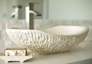 Bathroom with rustic stone sink