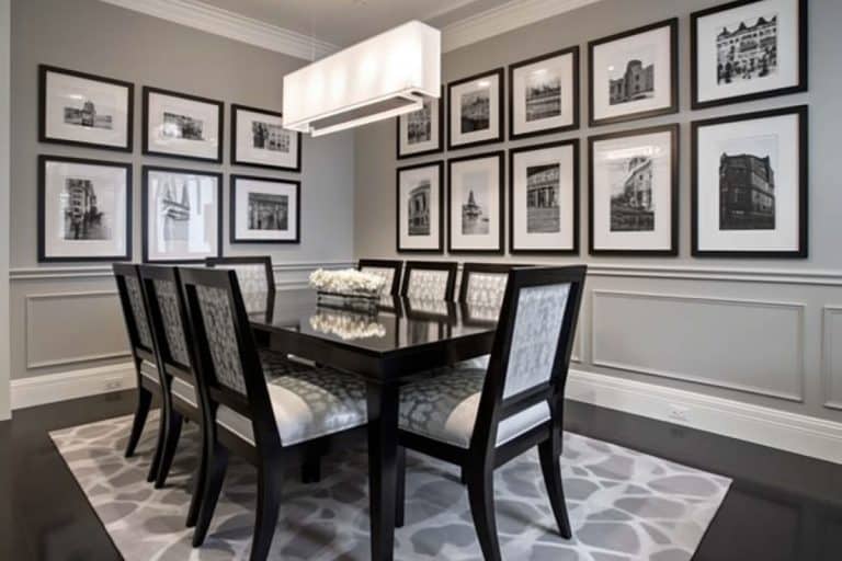 contemporary dining room with chair rail