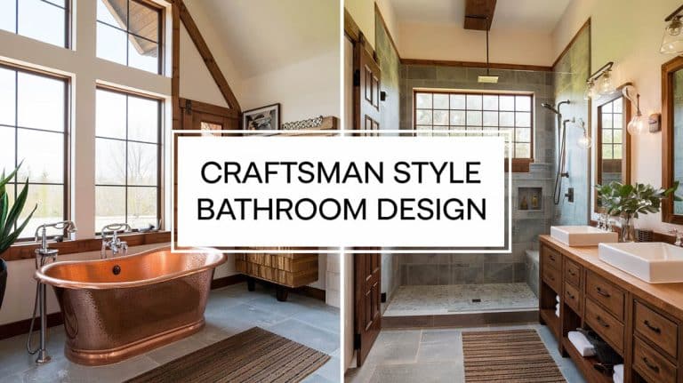 Craftsman Style Bathroom Design (Vanity, Colors, Tile & Lighting)