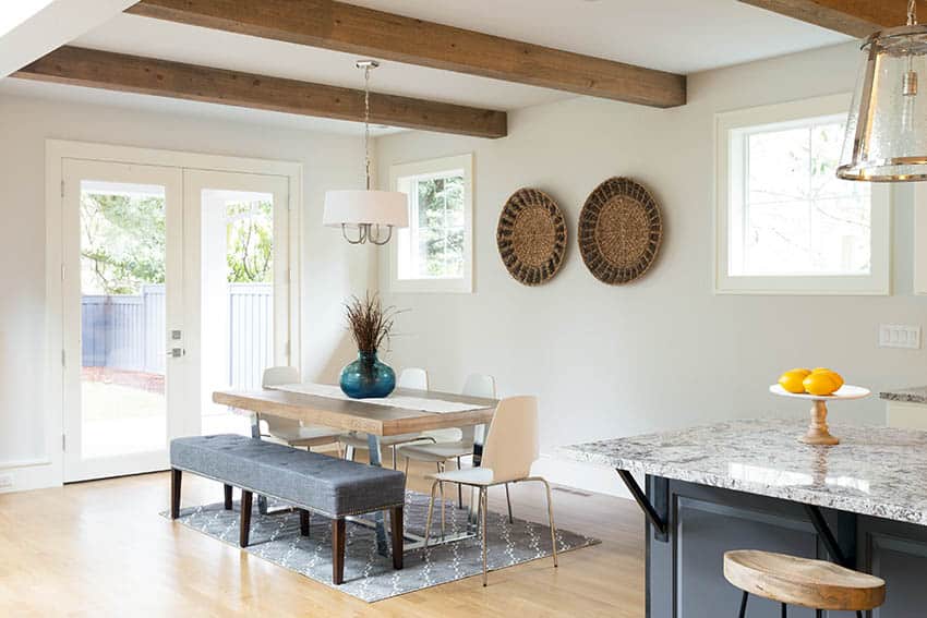 Dining room with exterior french doors