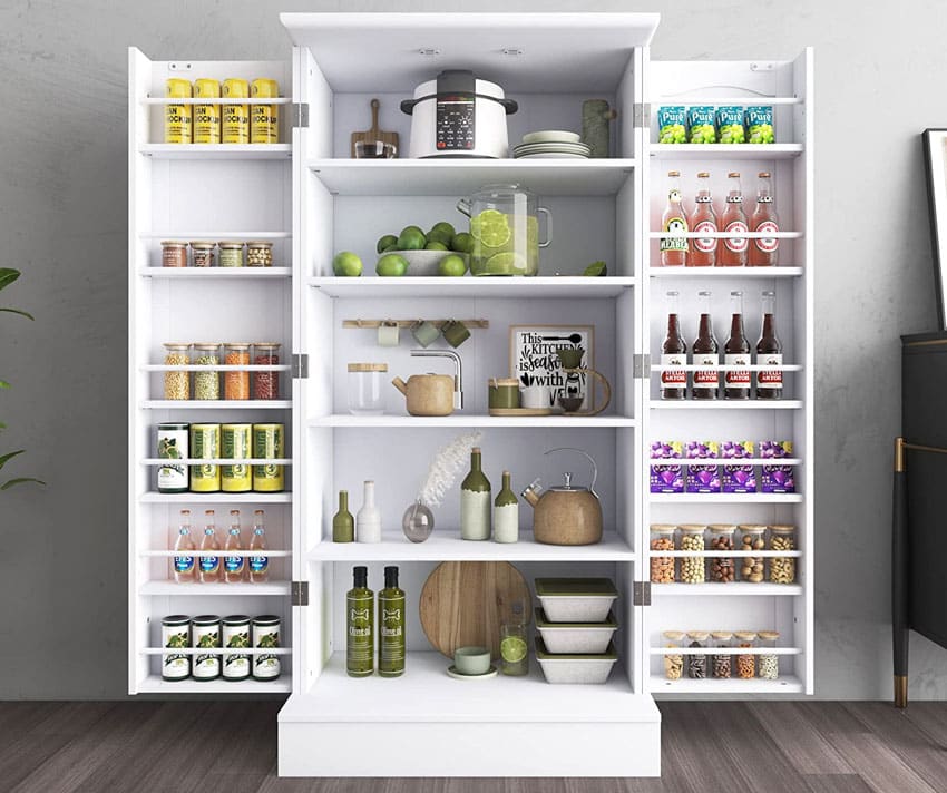 Kitchen with food supplies inside a pantry