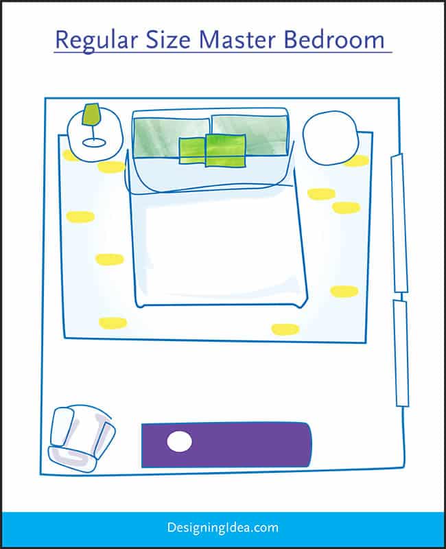 Regular size master bedroom layout