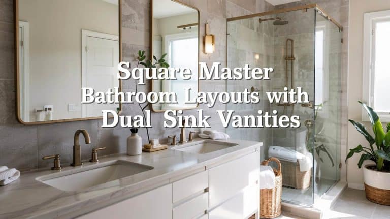 Square Master Bathroom Layouts with Dual Sink Vanities